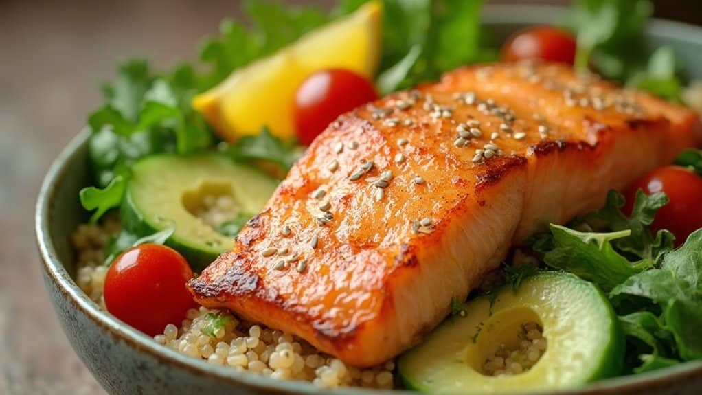 healthy salmon bowl for lunch