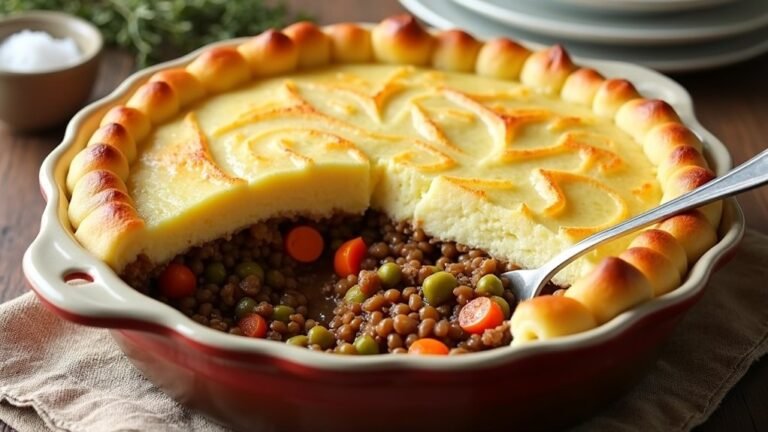 Low Carb Lentil Shepherd's Pie with Cauliflower Mash