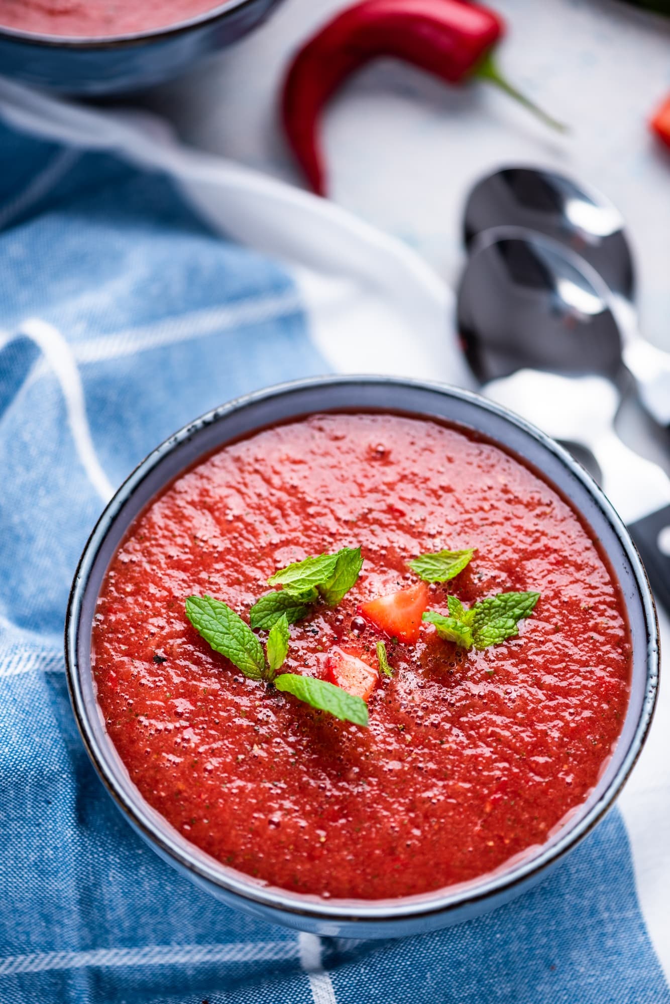 Homemade Strawberry and Watermelon Gazpacho