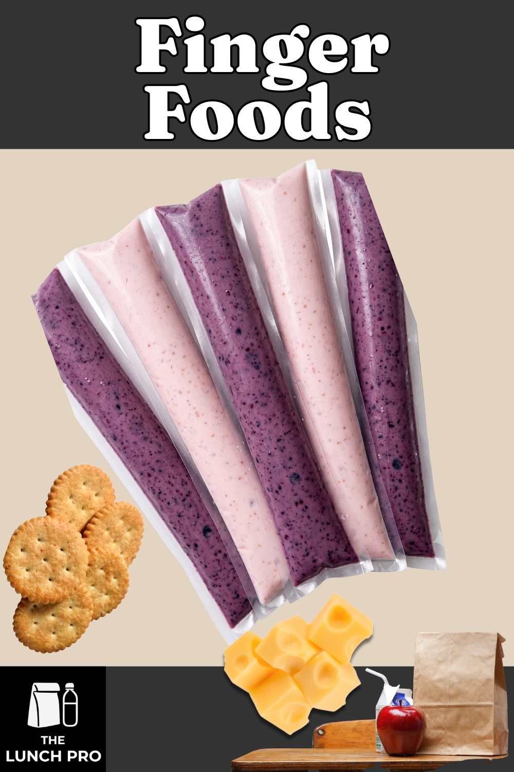 Yogurt Tube, Crackers, and Cheese Cubes