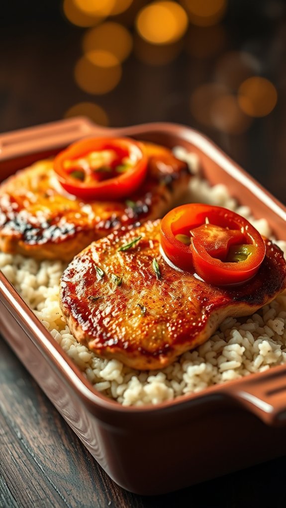 Deliciously Easy Pork Chop Casserole Delight 5 layer rice evenly first