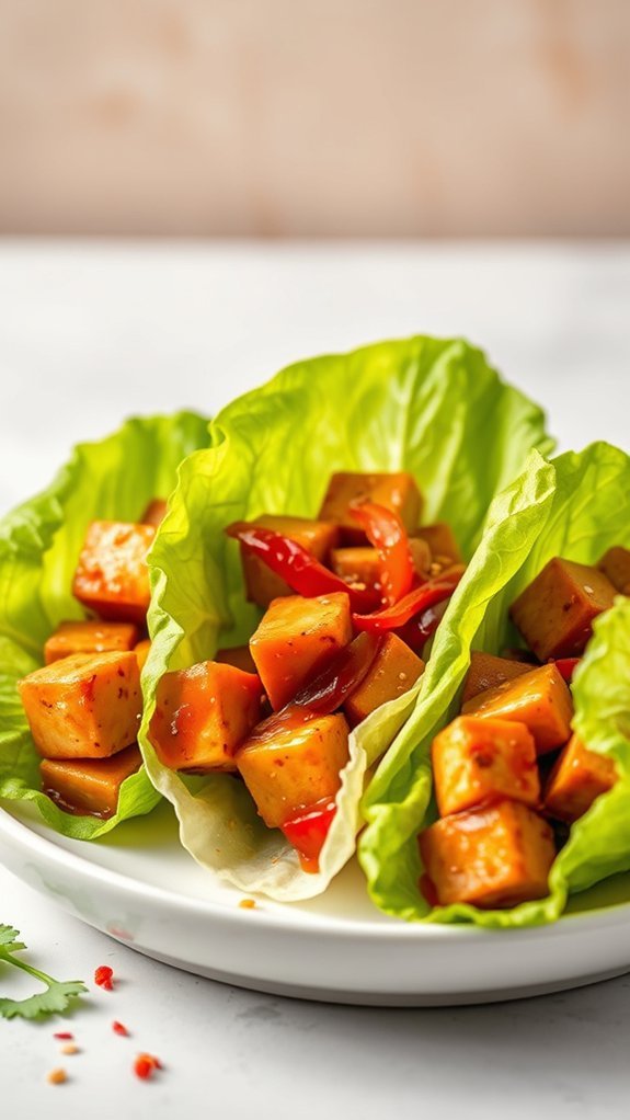 wraps de laitue au tofu savoureux