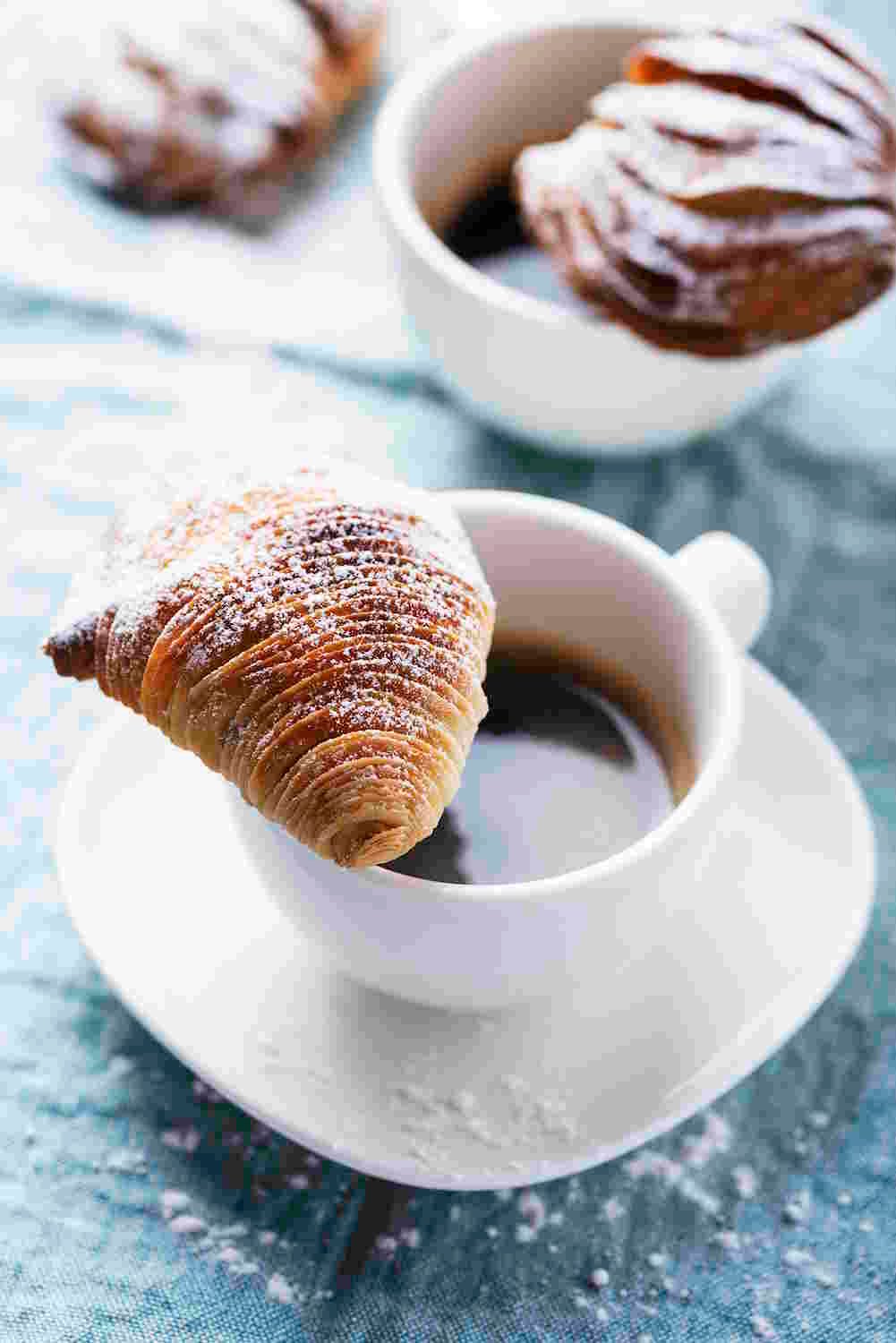 Sfogliatelle Lobster Tails typical Neapolitan pastry, with ricotta cheese, selective