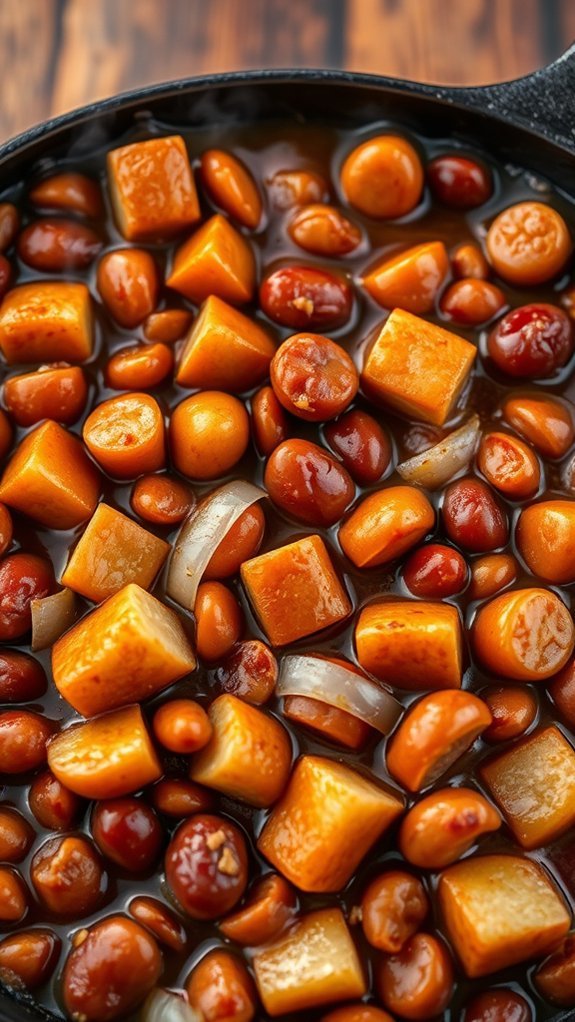 Awesome Pork N Beans And Wienies Comforth Food Combination 2 slice hot dogs evenly