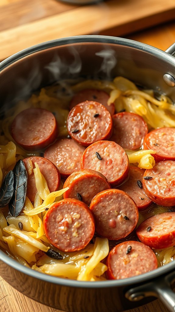 Mouthwatering Kielbasa Sausage With Caraway Sauerkraut 8 slow simmering for flavor