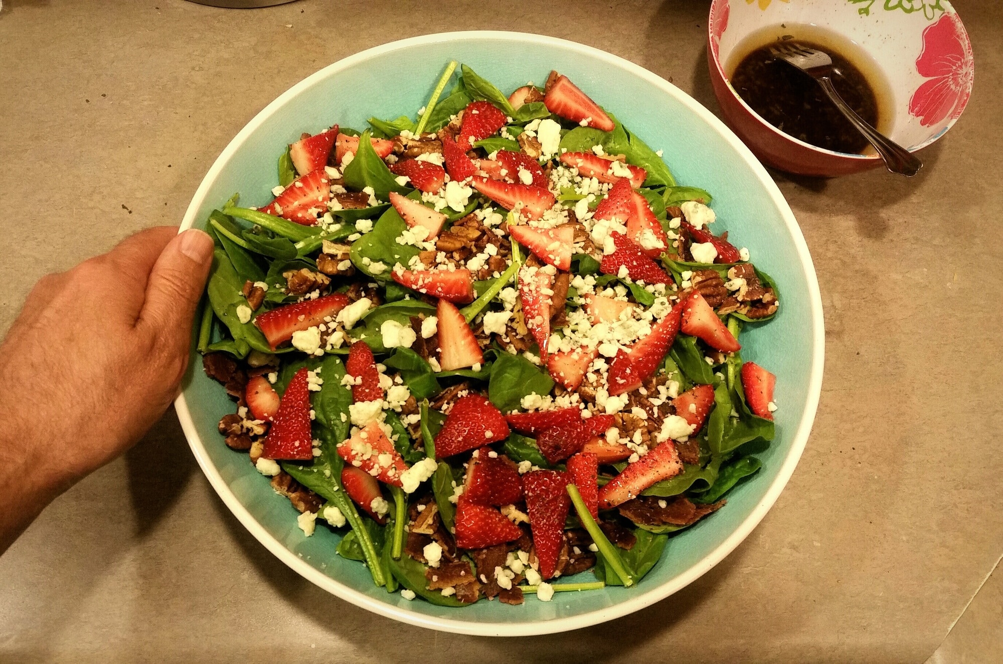 Strawberry spinach salad with homemade vinegarette...