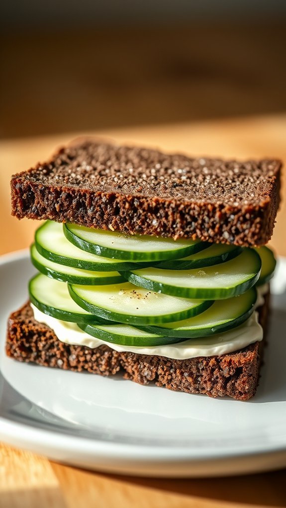 Cucumber Sandwiches 3 thin even mayonnaise layer