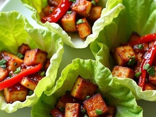 Sweet And Sour Tofu 4 Vegan Tofu Lettuce Wraps