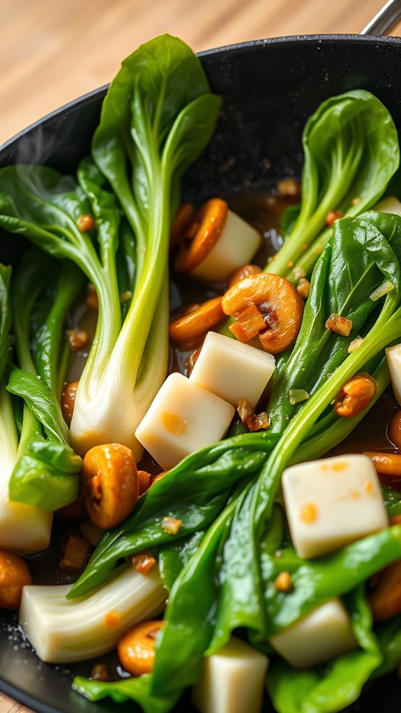 Chinese Sautéed Bok Choy 6 tofu simmered in sauce