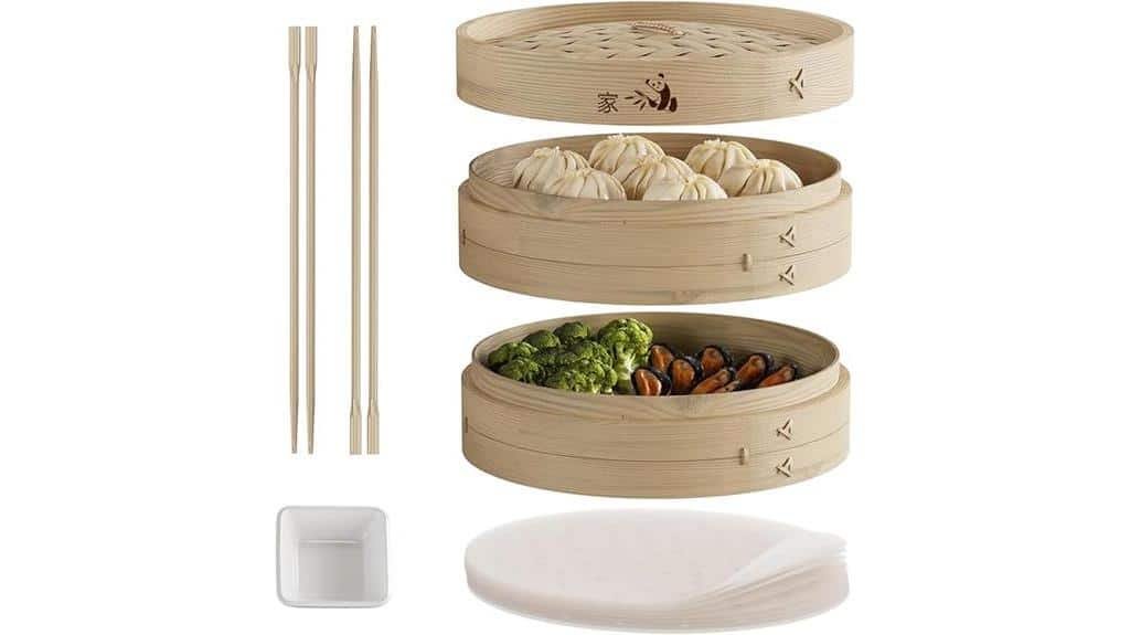 two tier bamboo steamer