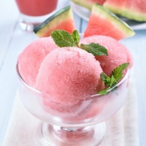 Watermelon sorbet cups