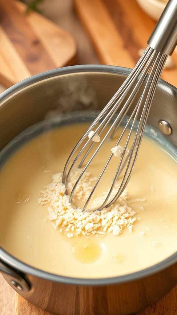 whisk cheese and flour