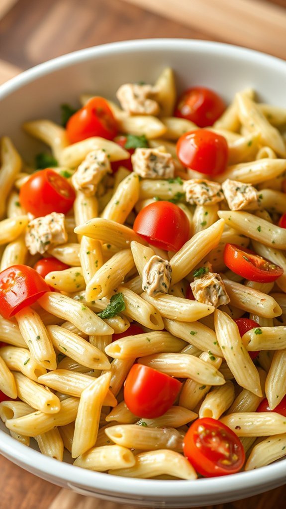 Creamy Pesto And Chicken Pasta Salad 4 whisk pesto and half and half